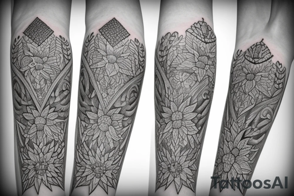 Sword and edelweiss tattoo idea