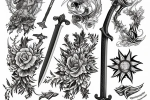 Sword and edelweiss tattoo idea