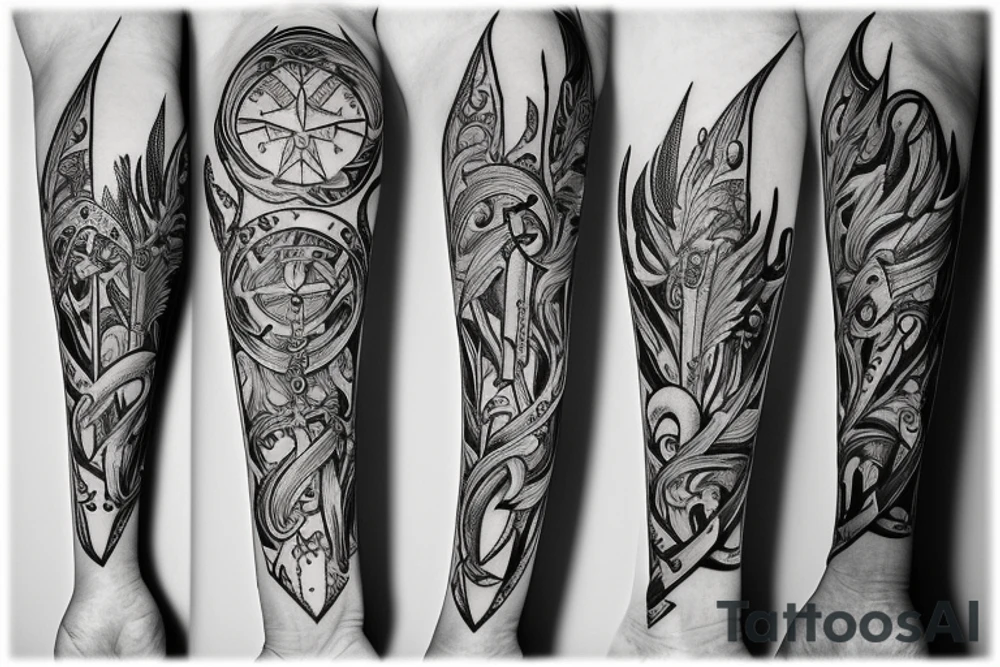 Sword and edelweiss tattoo idea
