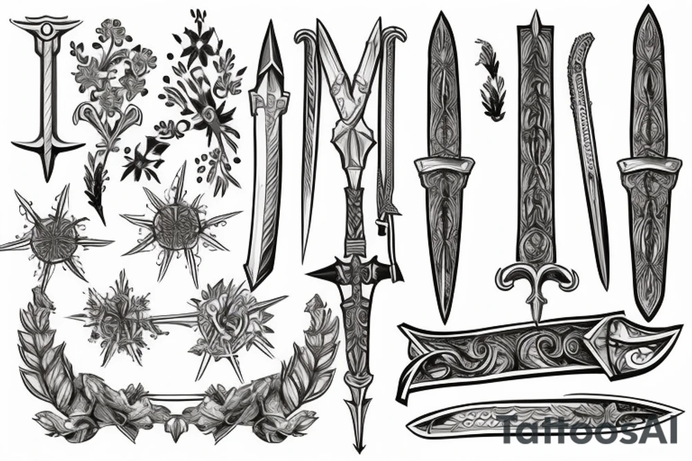 Sword and edelweiss tattoo idea