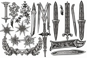 Sword and edelweiss tattoo idea