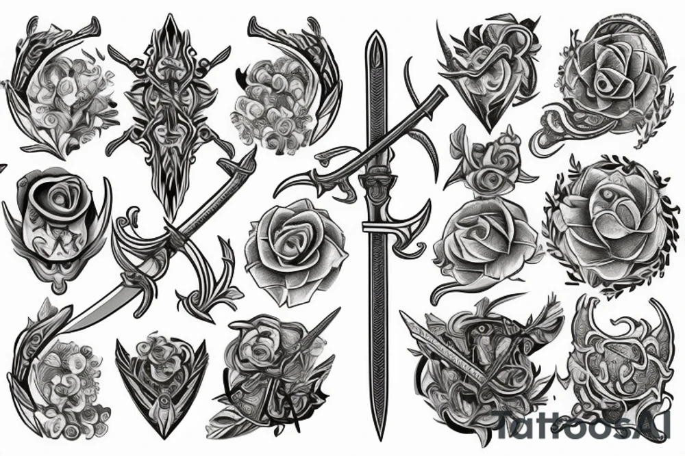 Sword and edelweiss tattoo idea