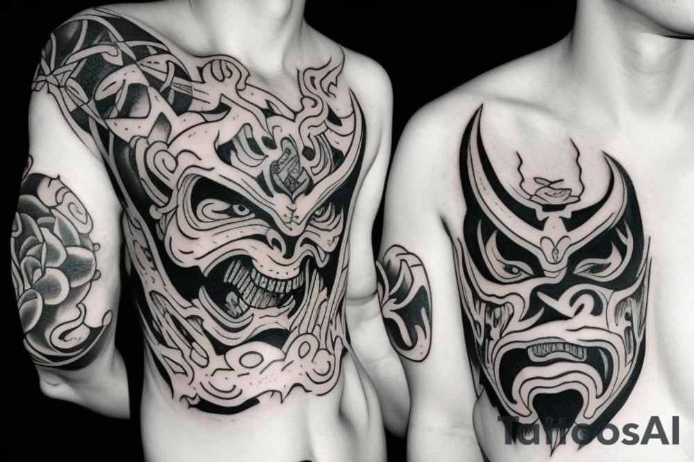 demon mask tattoo idea