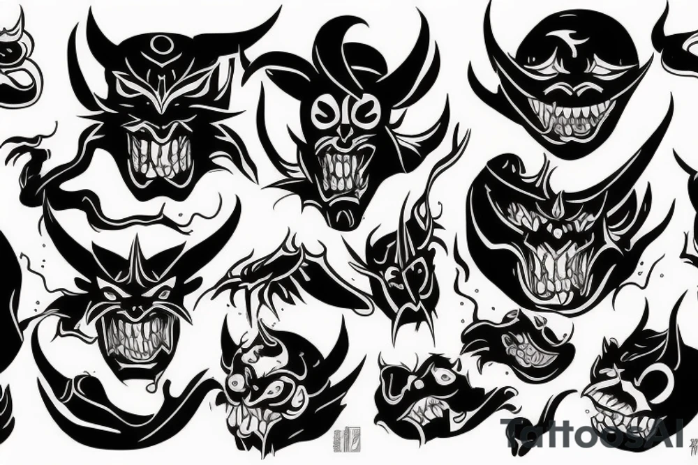 demon mask tattoo idea