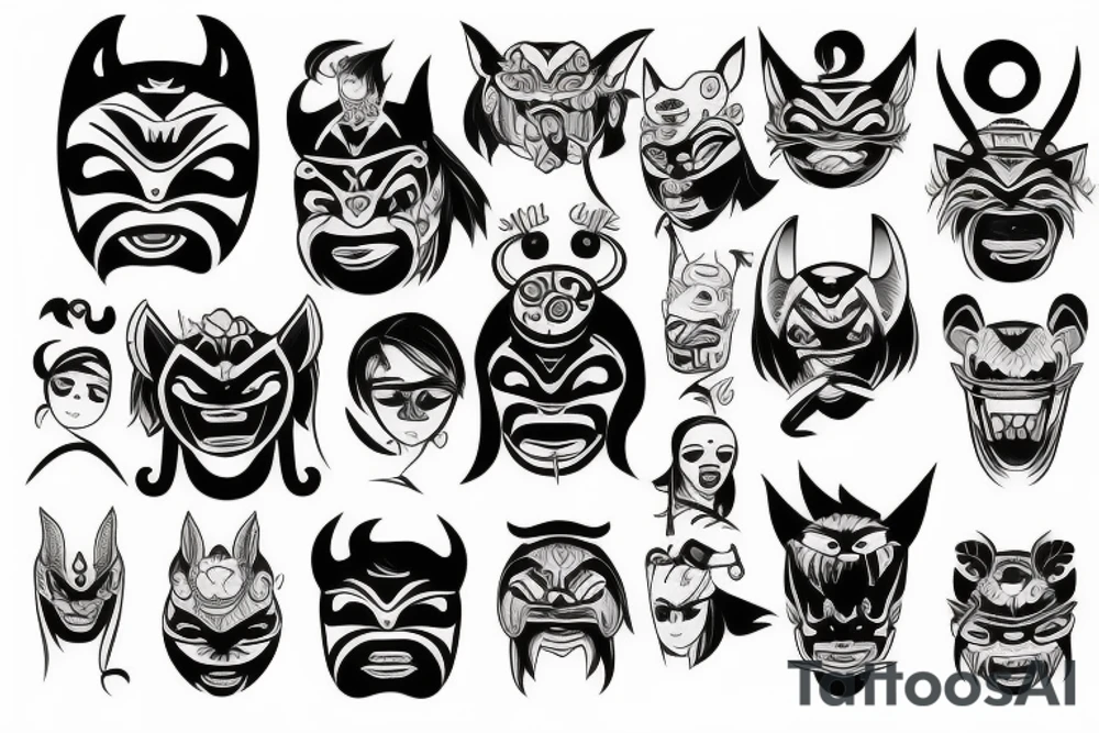 oni mask tattoo idea