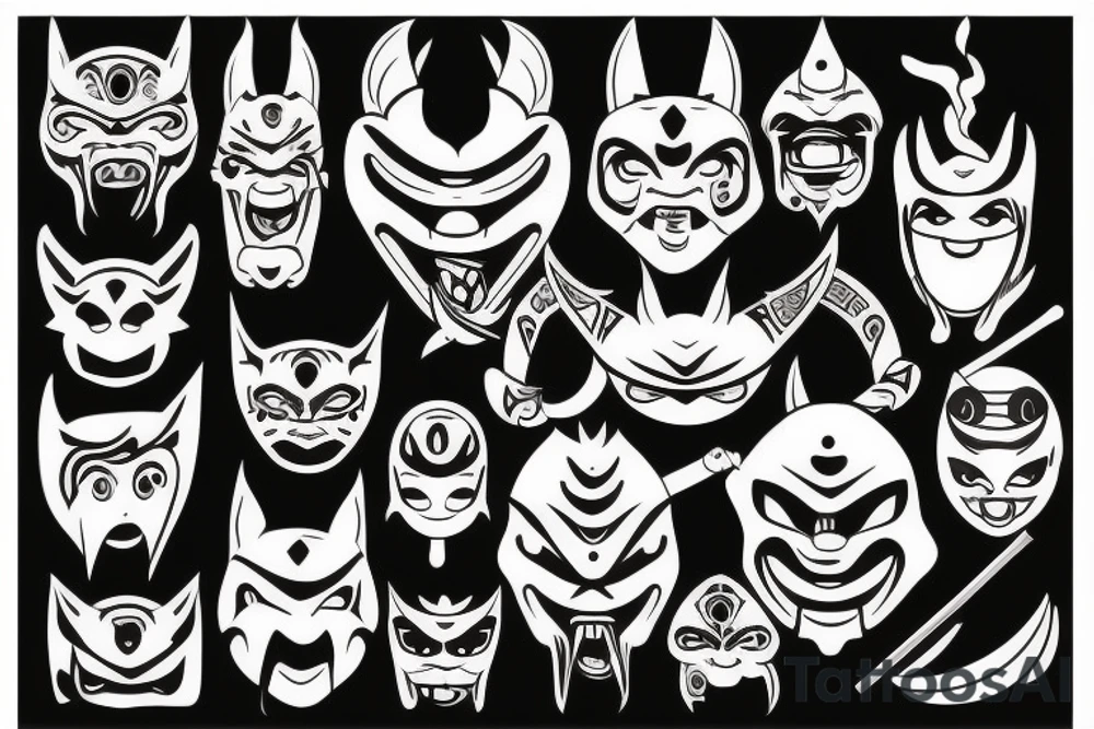 oni mask
with sword tattoo idea