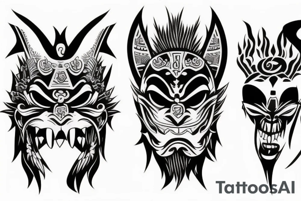 oni mask
with sword tattoo idea