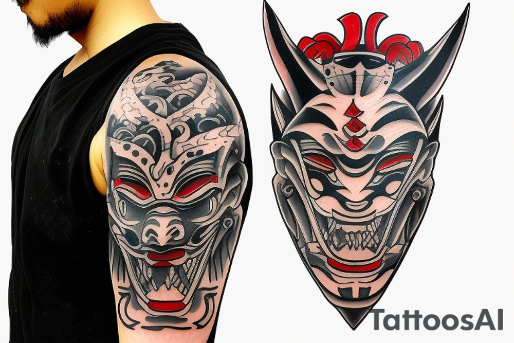 oni mask
with sword tattoo idea