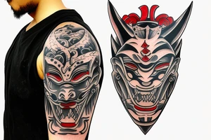 oni mask
with sword tattoo idea