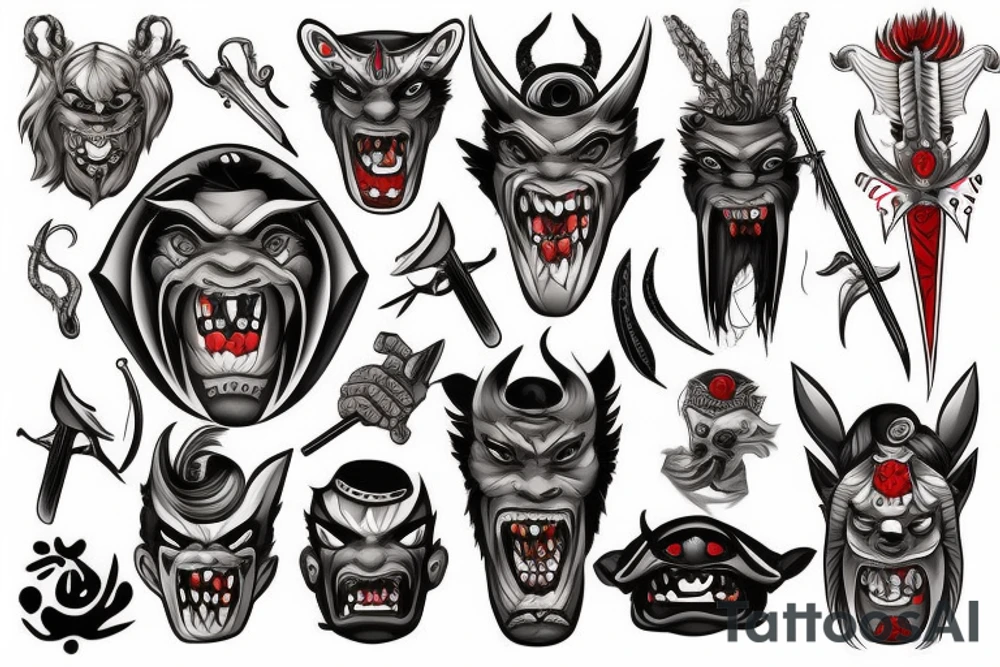 oni mask
with sword tattoo idea