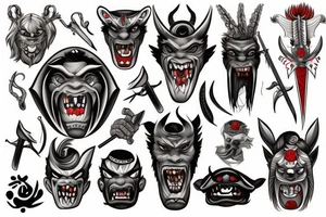 oni mask
with sword tattoo idea
