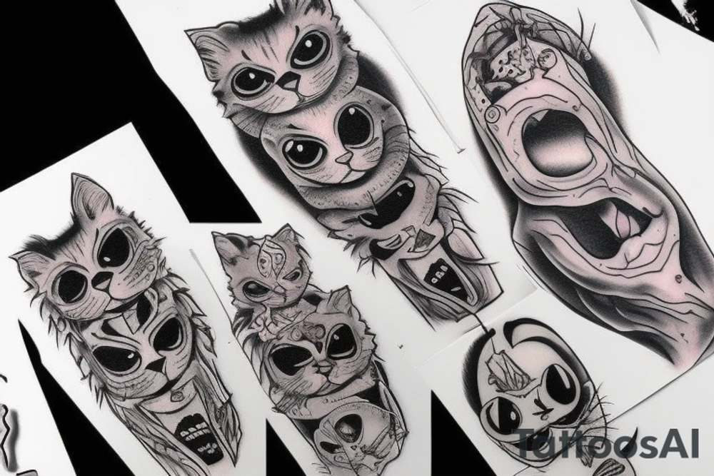 horror cat tattoo idea