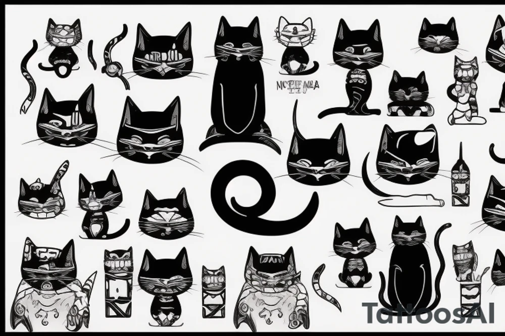 horror ninja cat tattoo idea