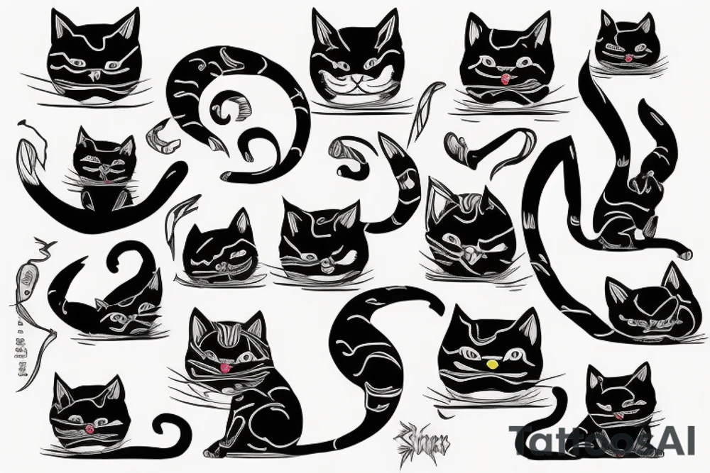 horror ninja cat tattoo idea