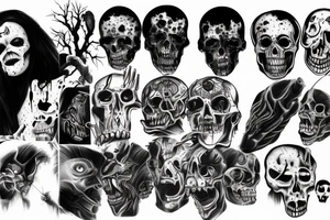 horror themed full sleeve tattoo idea