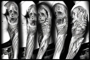 horror themed full sleeve tattoo idea
