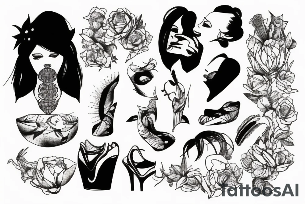 female with gag ball tattoo idea