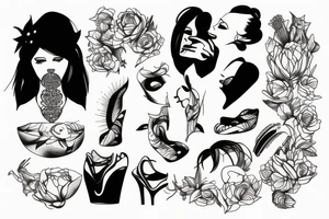 female with gag ball tattoo idea