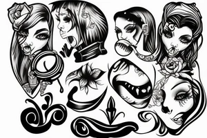 female with gag ball tattoo idea