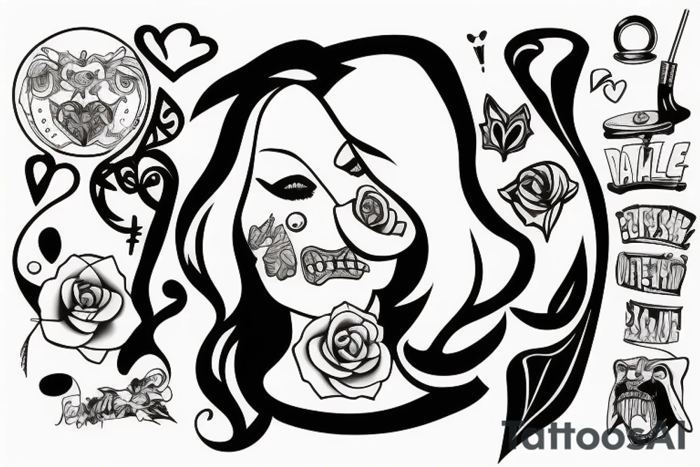 female with gag ball tattoo idea