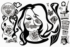 female with gag ball tattoo idea