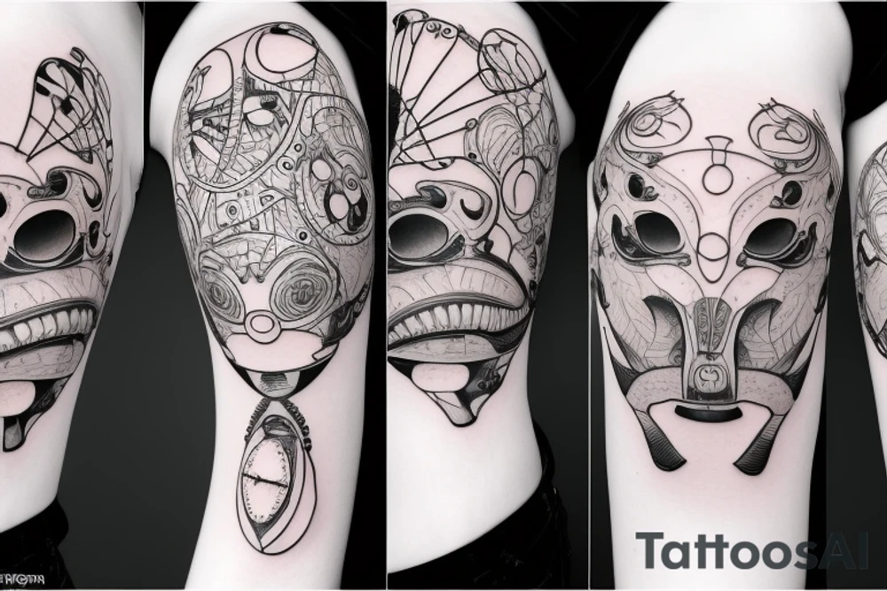 female with gag ball tattoo idea