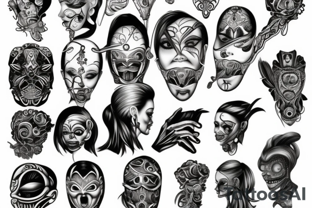 female with gag ball tattoo idea