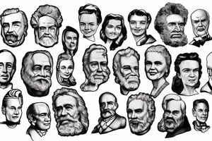 Mount Rushmore-style mountain face featuring the faces of Galileo, Newton, Faraday, Marie Curie, and Bohr tattoo idea