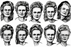 Photorealistic chromatic portrait of marie curie tattoo idea