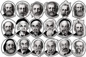 The school of athens but with einstein, 
planck, curie, galileo tattoo idea