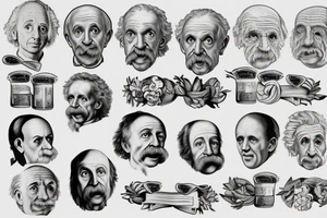 The school of athens but with einstein, 
planck, curie, galileo tattoo idea