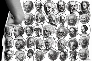 The school of athens but with einstein, 
planck, curie, galileo tattoo idea