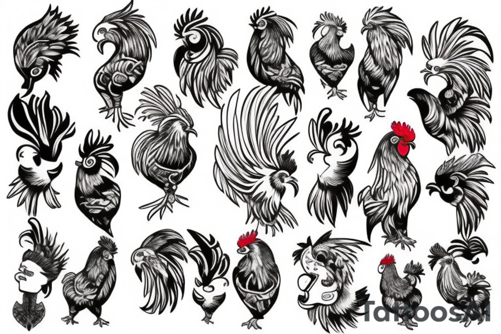 rooster head tattoo idea