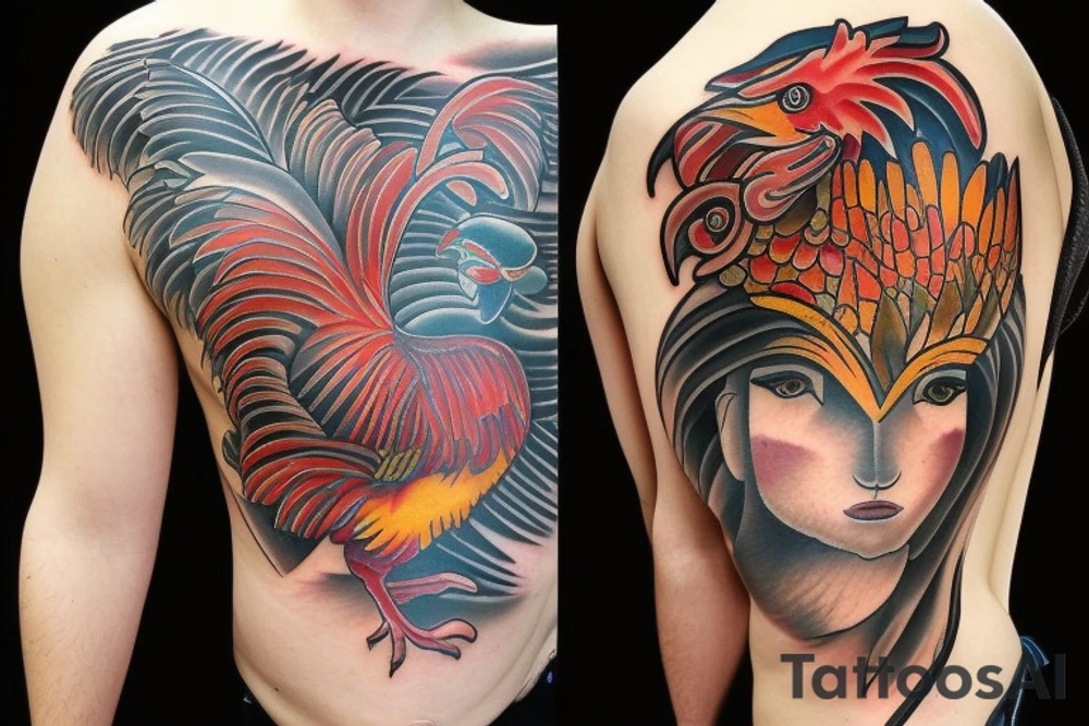 rooster head tattoo idea