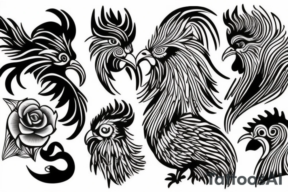 rooster head tattoo idea