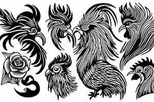 rooster head tattoo idea