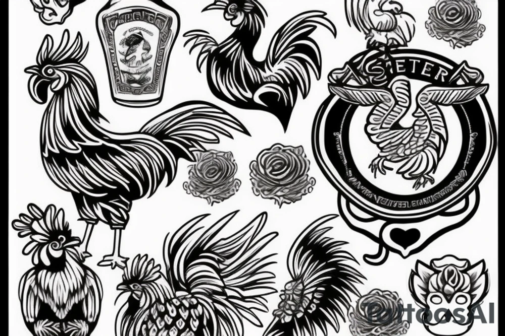 rooster head tattoo idea
