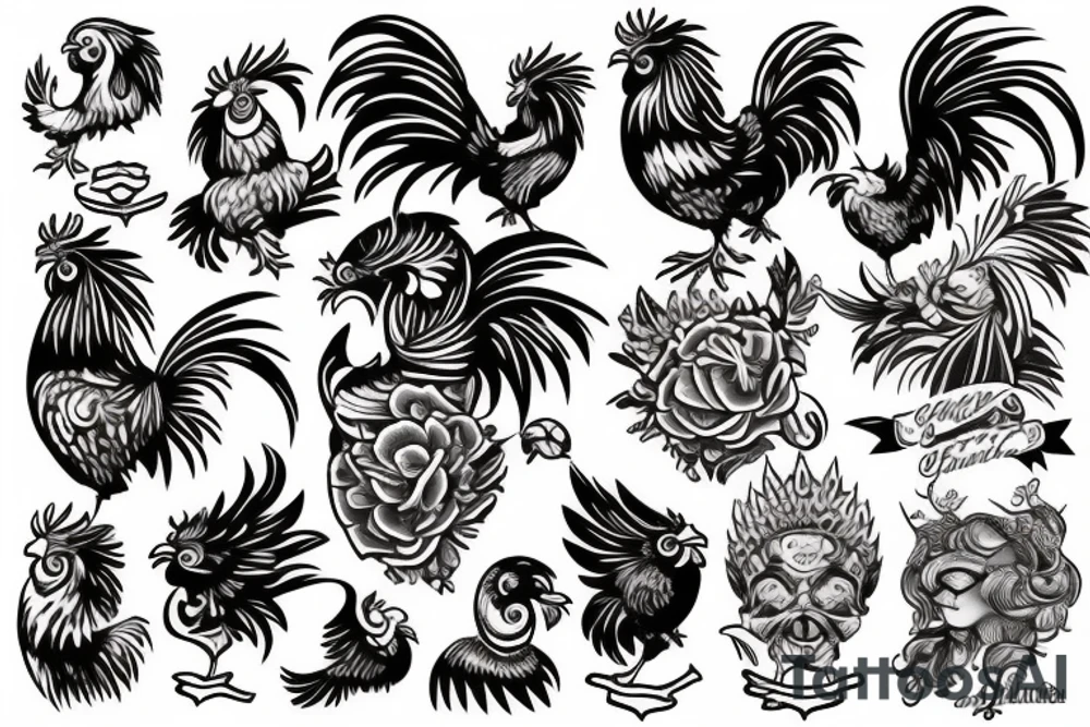 rooster head tattoo idea