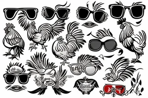 rooster wearing sunglasses tattoo idea