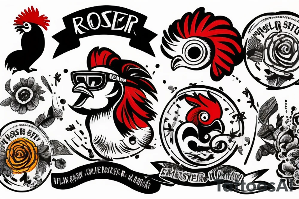 rooster wearing sunglasses tattoo idea