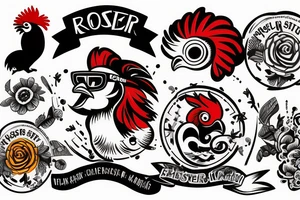 rooster wearing sunglasses tattoo idea