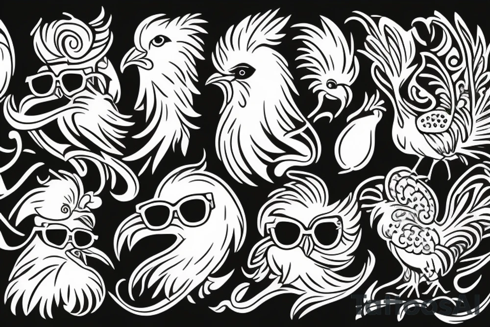 rooster wearing sunglasses tattoo idea