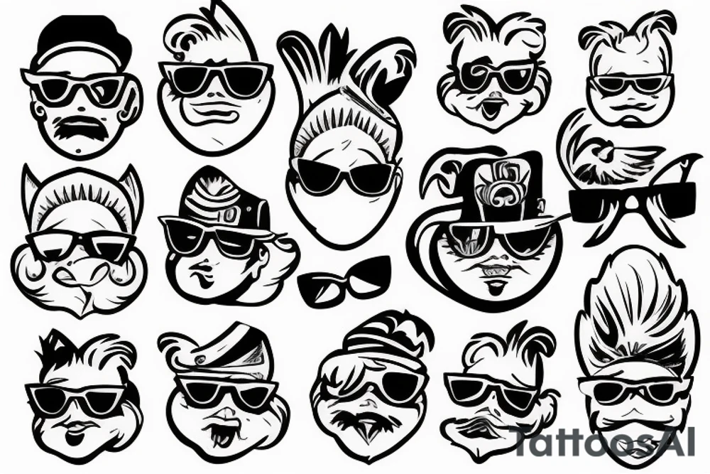 rooster wearing sunglasses tattoo idea