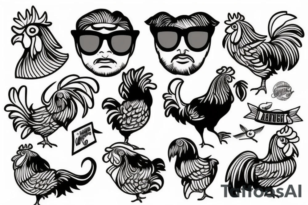 rooster wearing sunglasses tattoo idea