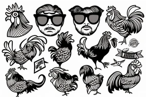 rooster wearing sunglasses tattoo idea