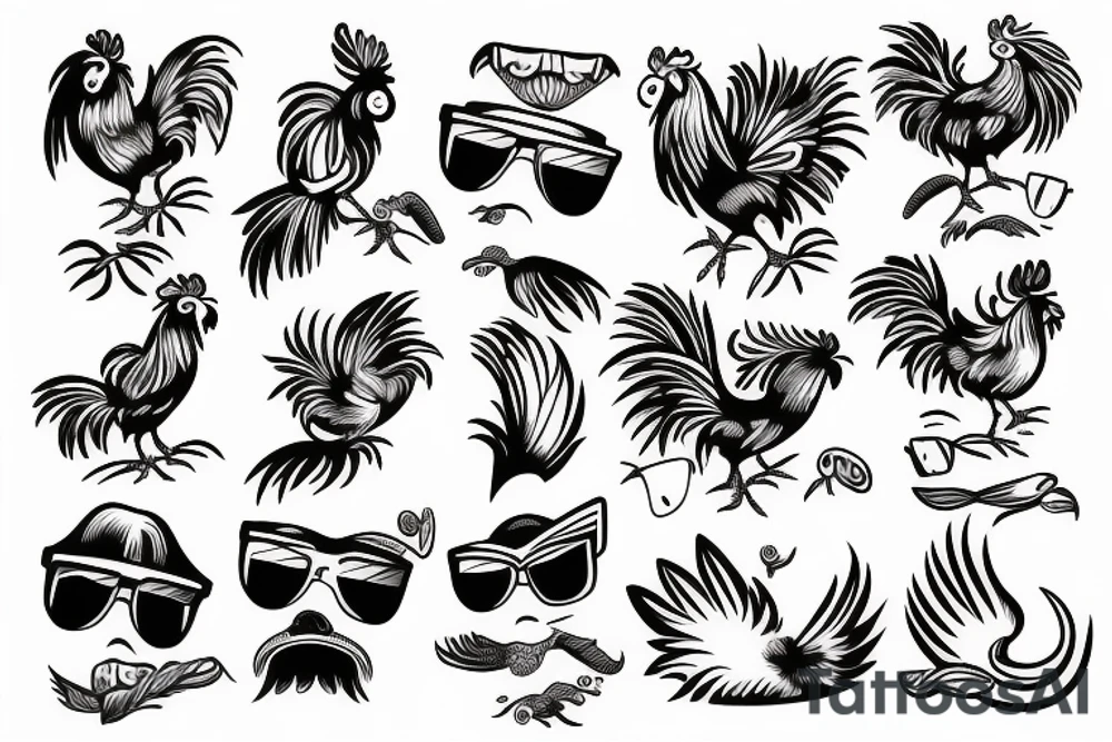 rooster wearing sunglasses tattoo idea