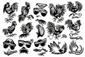 rooster wearing sunglasses tattoo idea