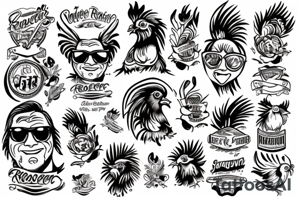 rooster wearing sunglasses tattoo idea