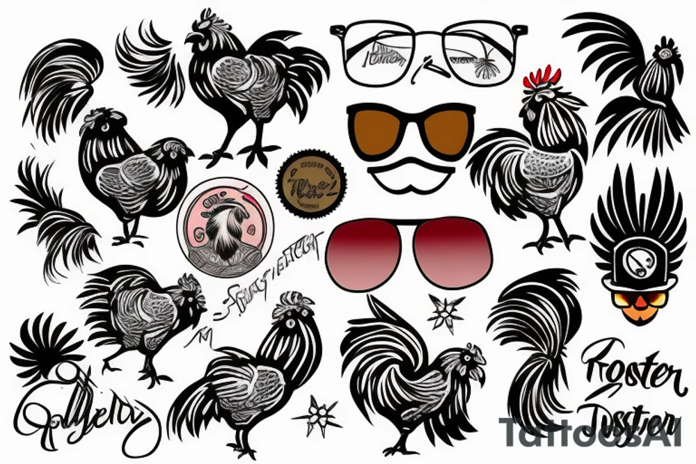 rooster wearing sunglasses tattoo idea