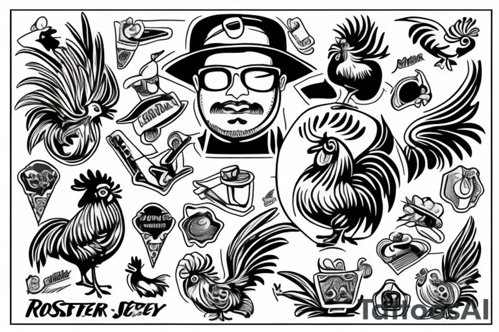 rooster wearing sunglasses tattoo idea